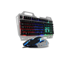 Kit Teclado E Mouse Gamer Cinza Com Iluminacao Led Rgb Knup Kp-2054